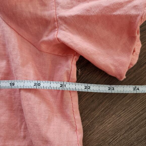 For Cynthia Linen Ruffled Sleeves Top PXL Beach Minimalist Cottagecore Coastal - Picture 6 of 7